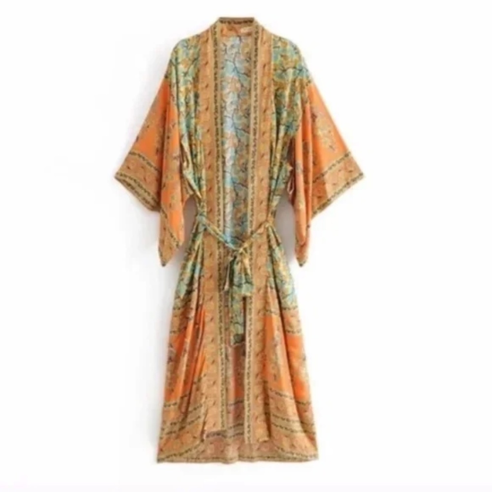 SOLD OUT Golden Fields Bohemian Kimono Wrap Robe - Picture 4 of 8
